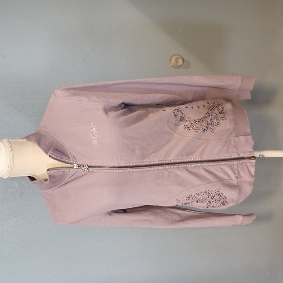 Bcbgmaxazria Y2K 2000's bedazzled double zipper retro punk rock jacket - Picture 1 of 11